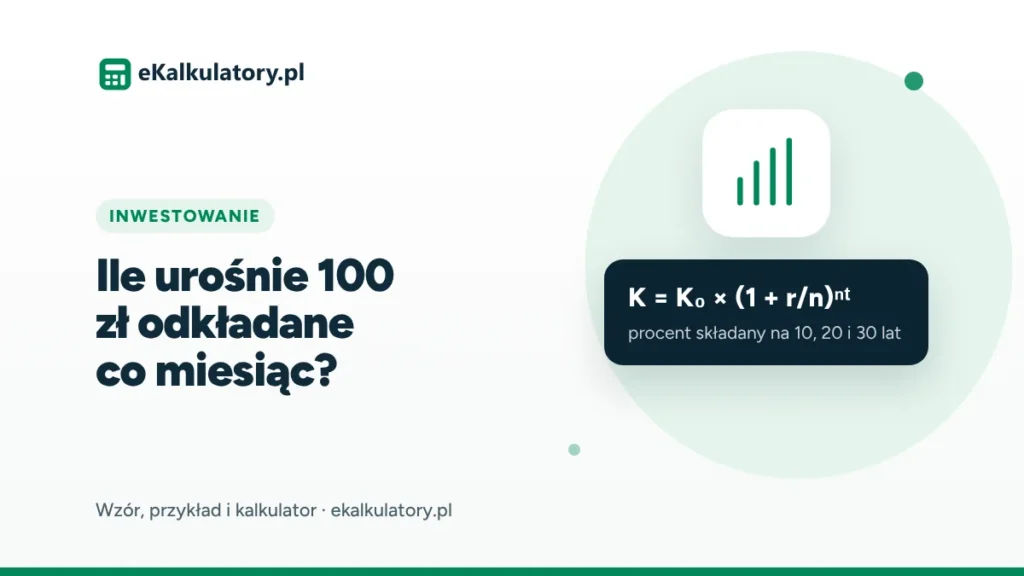 Ile urośnie 100 zł odkładane co miesiąc? Procent składany na 10, 20 i 30 lat